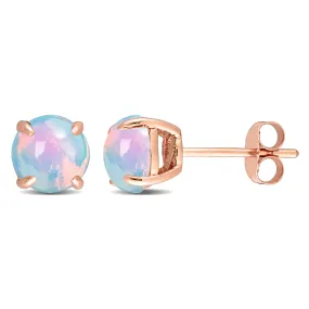 1 4/5 CT TGW Blue Ethiopian Opal Stud Earrings in 10K Rose Gold