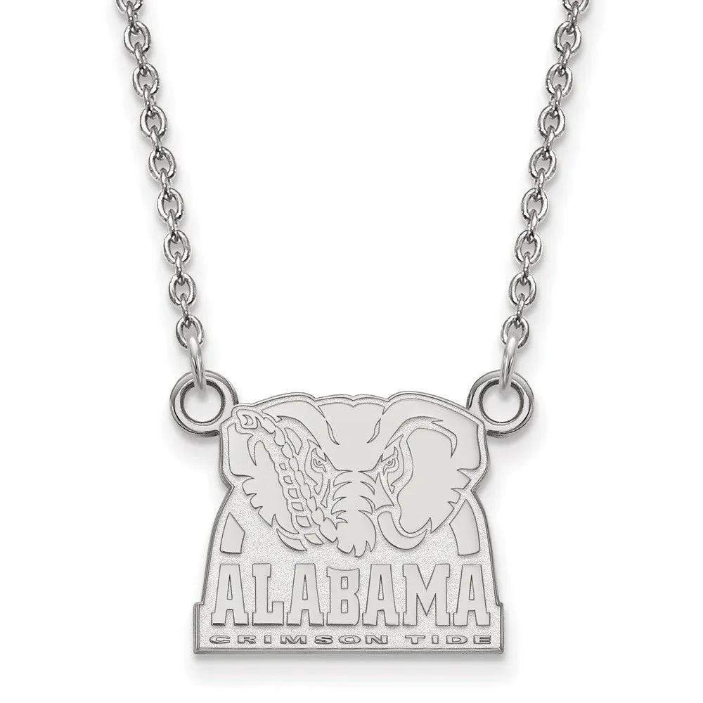 10k White Gold U of Alabama Small Crimson Tide Pendant Necklace