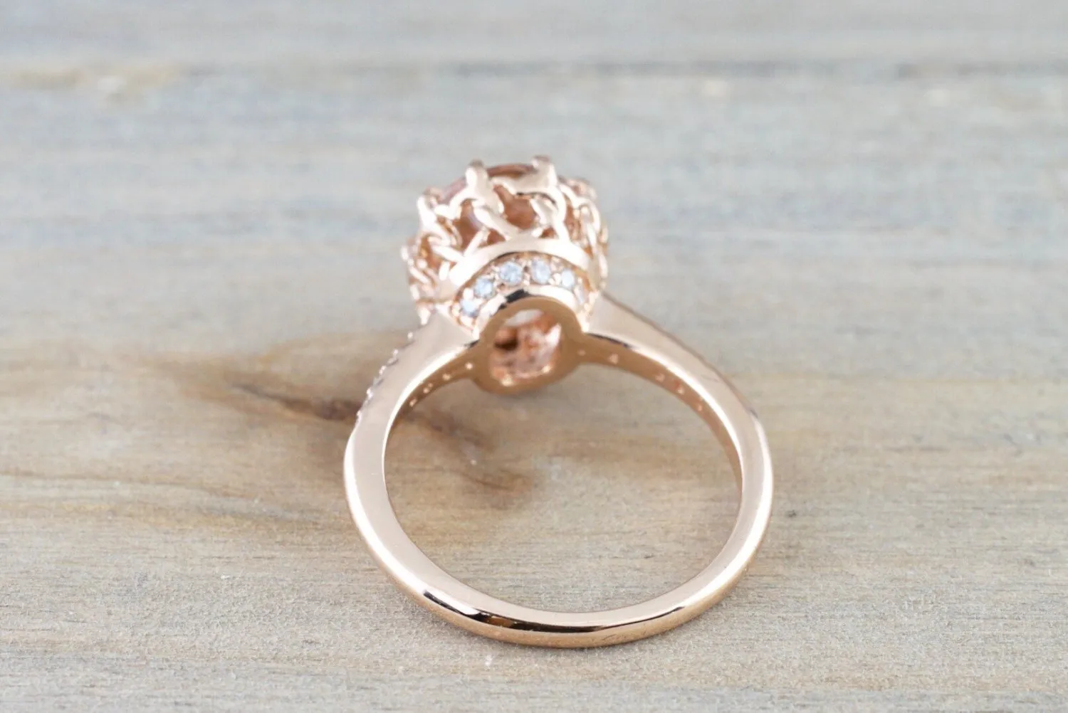 14k Rose Gold Oval Morganite Engagement Promise Wedding Anniversary Ring