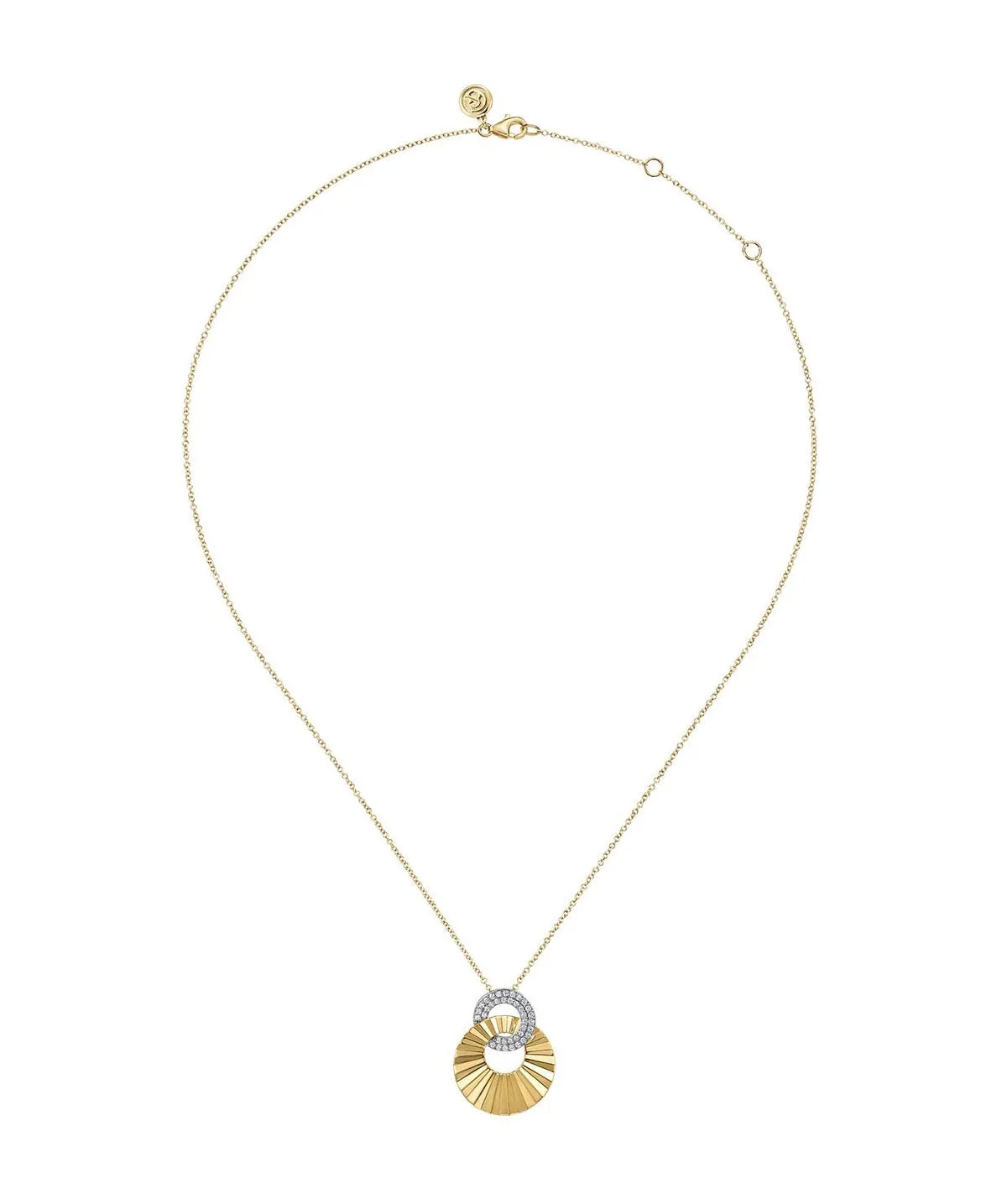 14K White and Yellow Gold Diamond Cut Drop Pendant Necklace