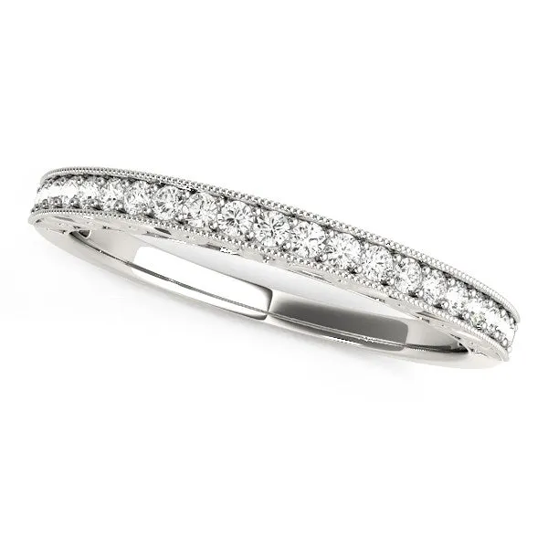 14k White Gold Milgrain Bordered Round Diamond Wedding Band (1/6 cttw)-rxd60006y28bt