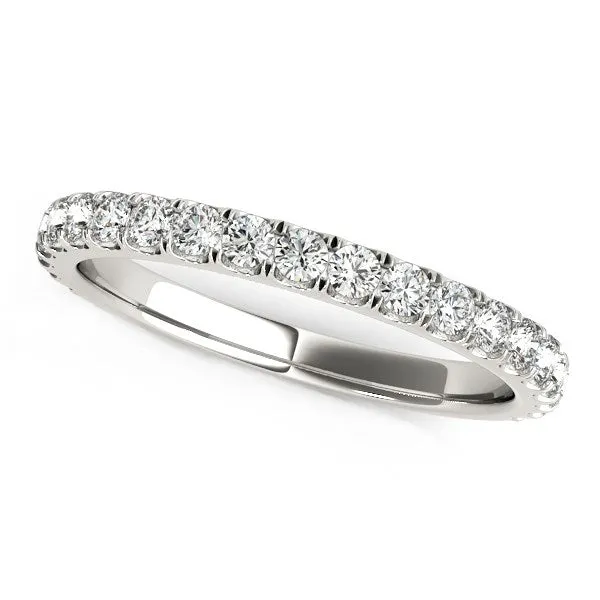 14k White Gold Round Pave Setting Diamond Wedding Band (3/8 cttw)-rxd37456y28bt