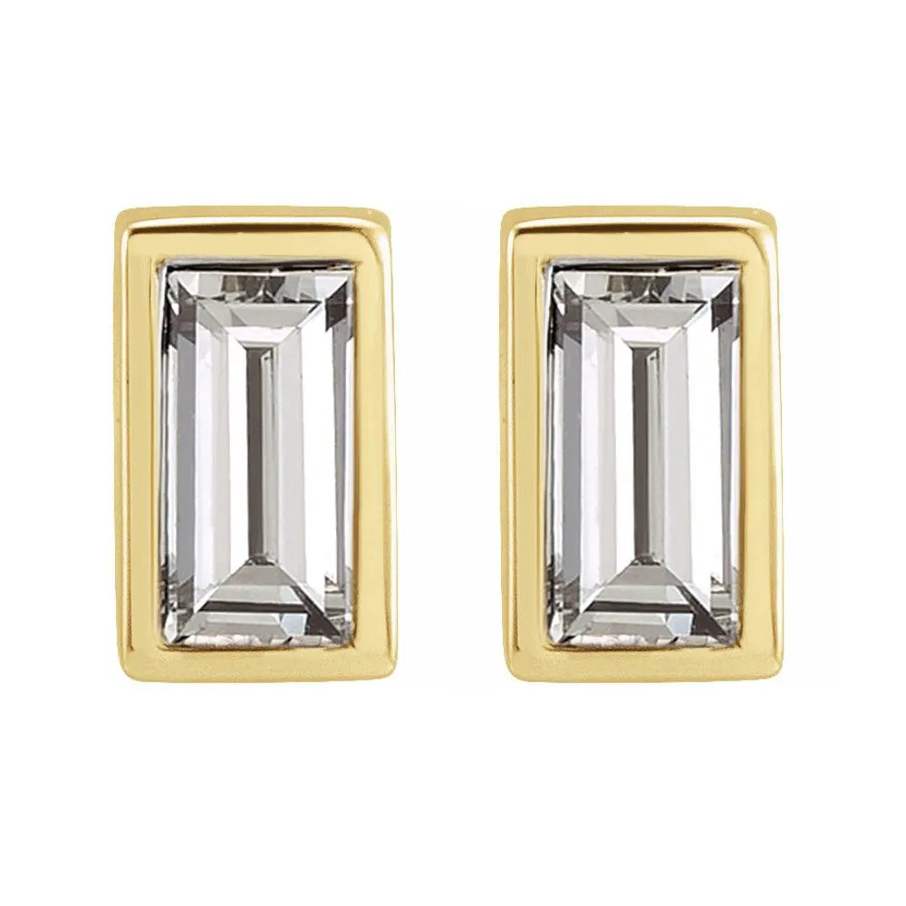 14K Yellow Gold Diamond Baguette (SI2-SI3, G-H) Post Earrings