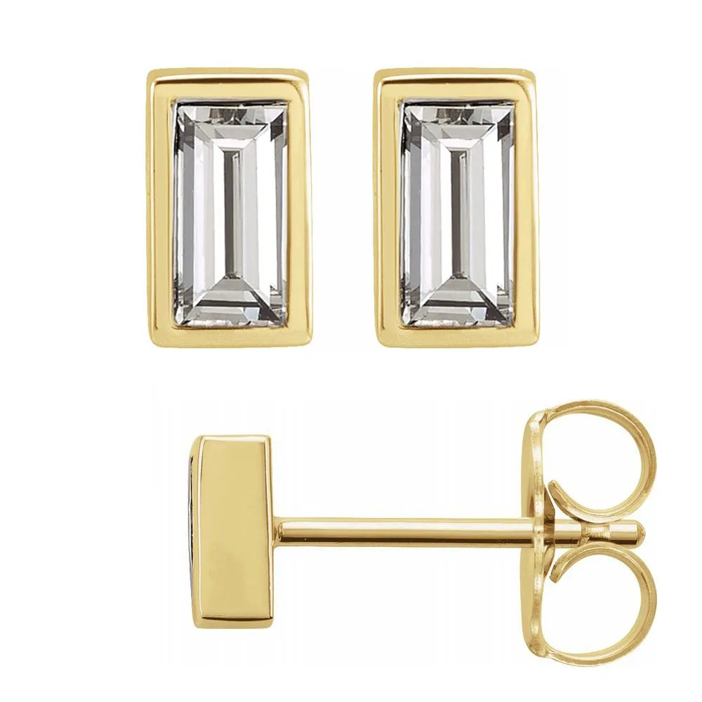 14K Yellow Gold Diamond Baguette (SI2-SI3, G-H) Post Earrings