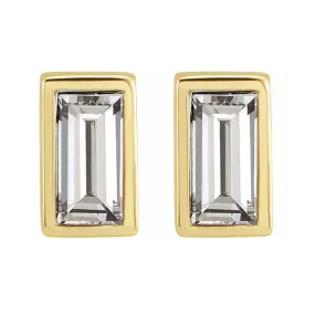 14K Yellow Gold Diamond Baguette (SI2-SI3, G-H) Post Earrings