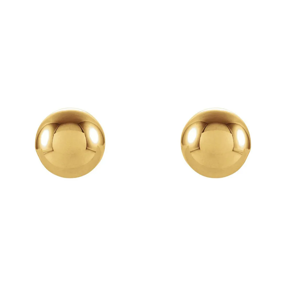 14K Yellow Gold Hollow Ball Screw Back Stud Earrings, 3mm to 6mm