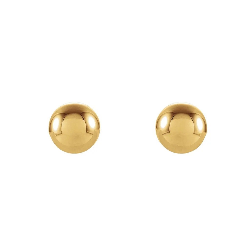 14K Yellow Gold Hollow Ball Screw Back Stud Earrings, 3mm to 6mm