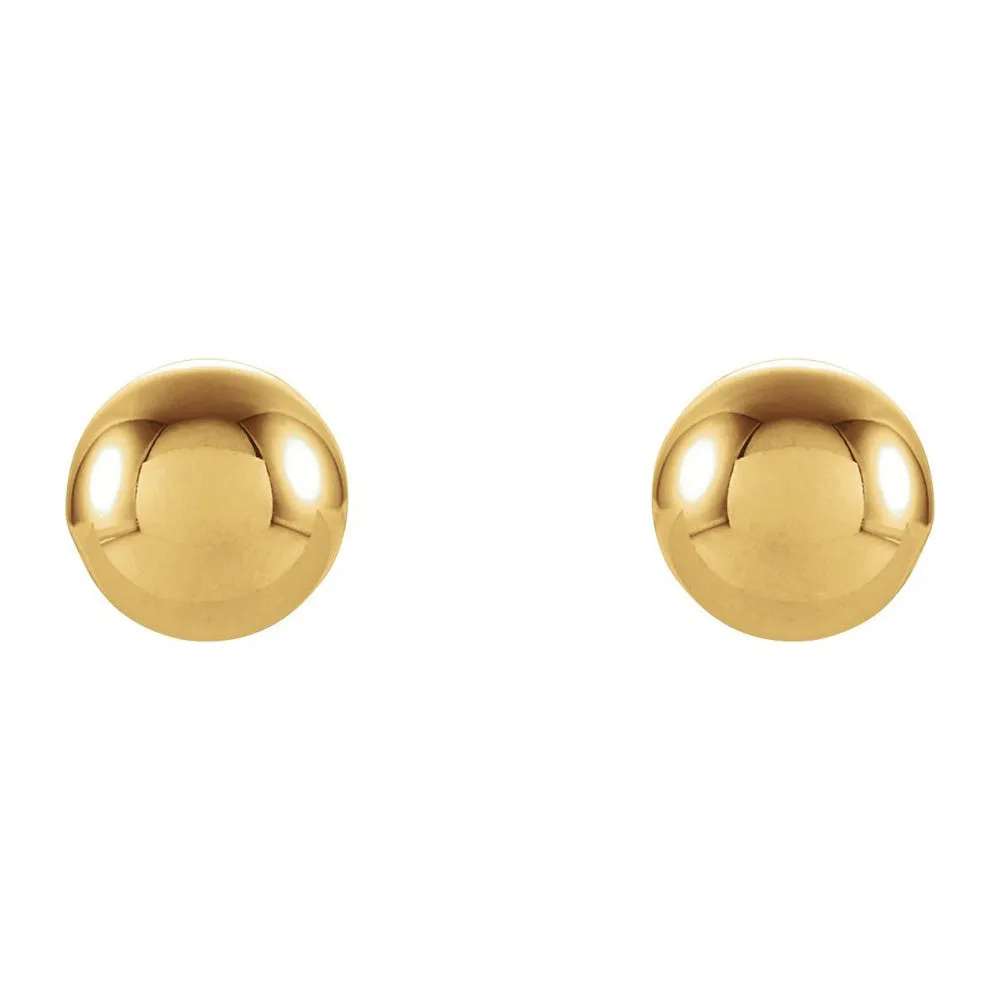 14K Yellow Gold Hollow Ball Screw Back Stud Earrings, 3mm to 6mm