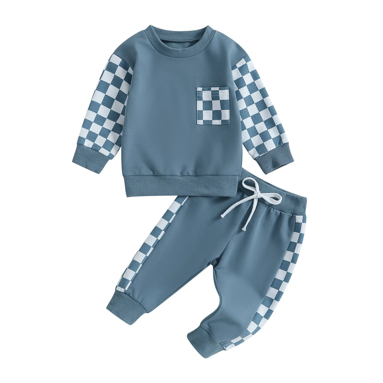 2 Pieces Set Baby Kid Boys Checked Tops And Pants Wholesale 231130119