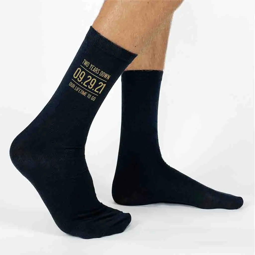 2 Year Anniversary Socks for Him, Lifetime to Go - Shop Now