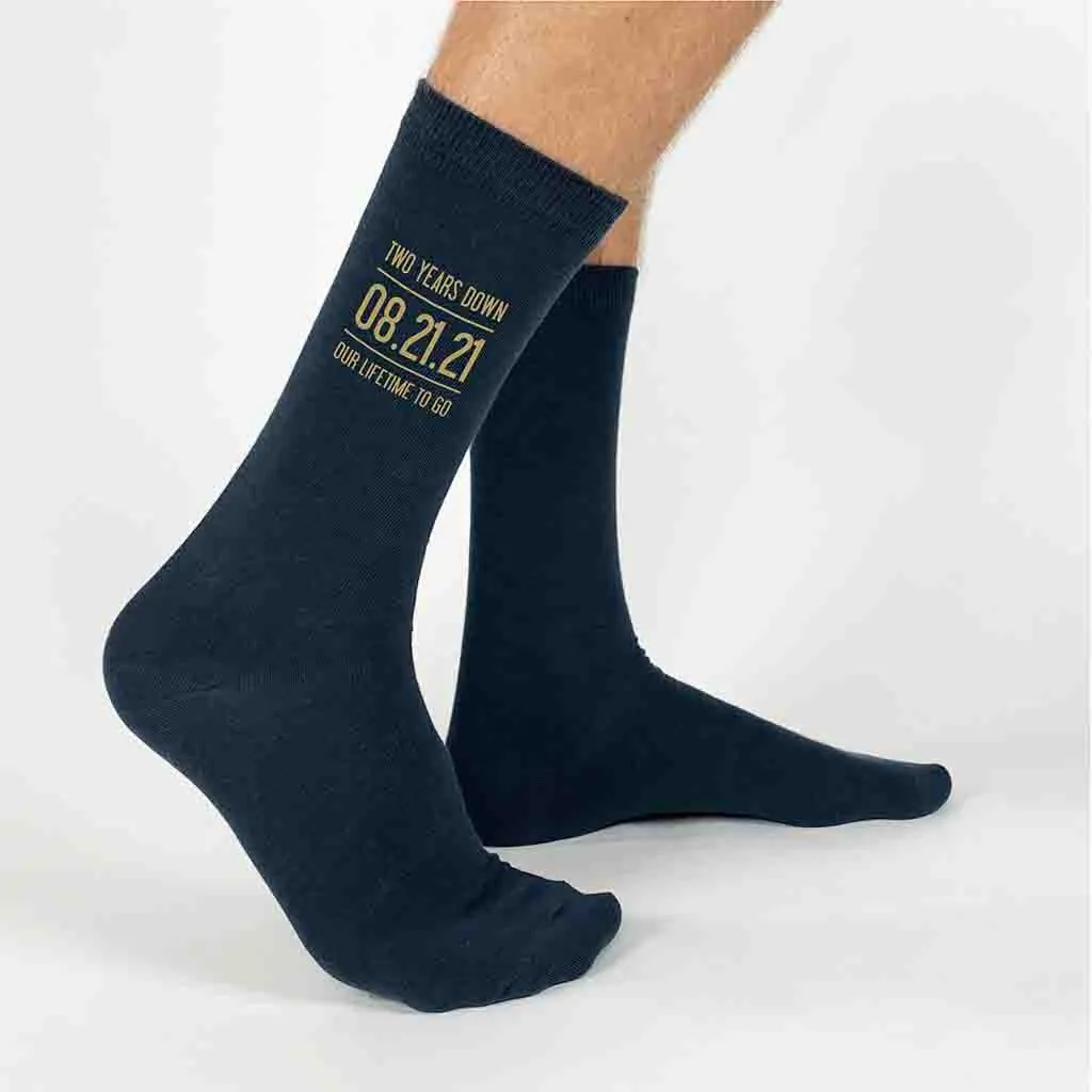 2 Year Anniversary Socks for Him, Lifetime to Go - Shop Now