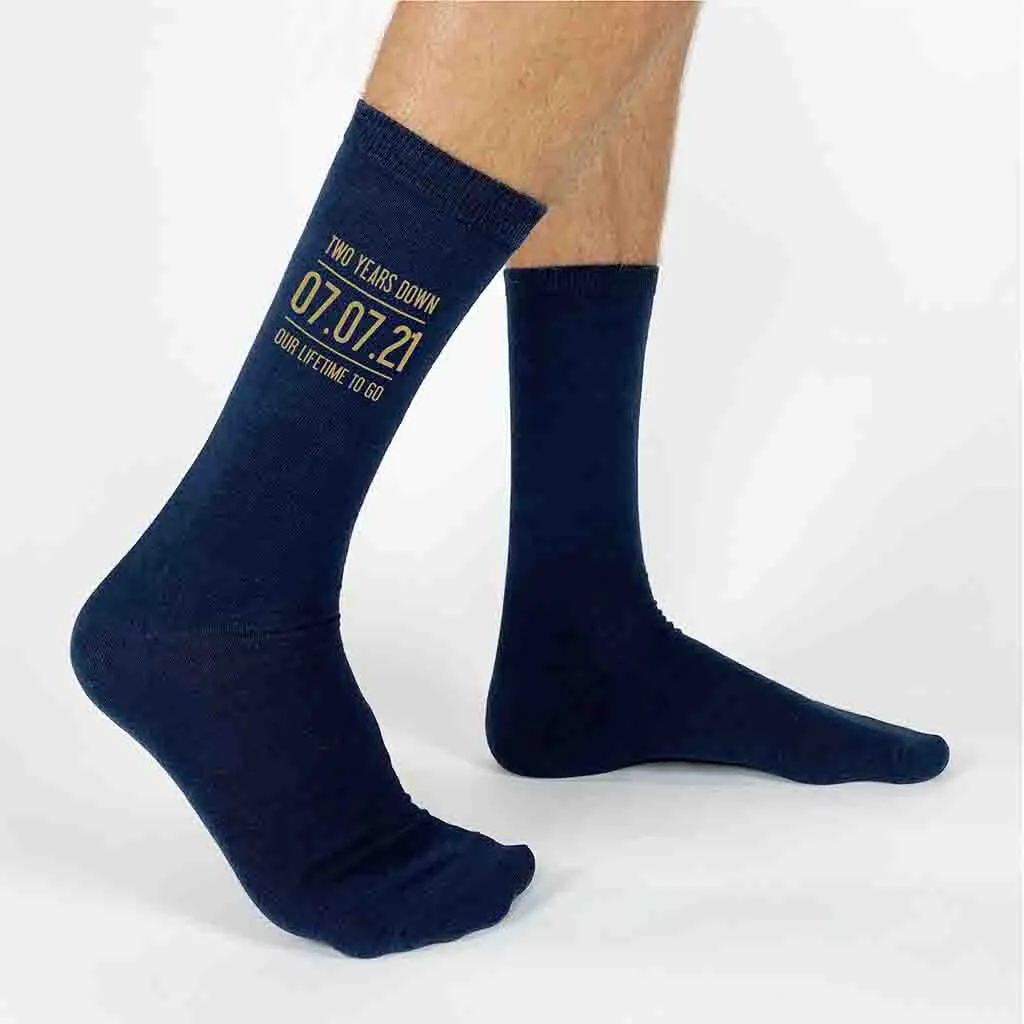 2 Year Anniversary Socks for Him, Lifetime to Go - Shop Now