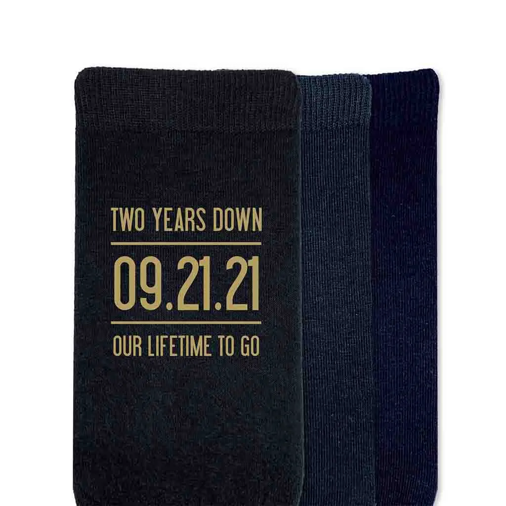 2 Year Anniversary Socks for Him, Lifetime to Go - Shop Now