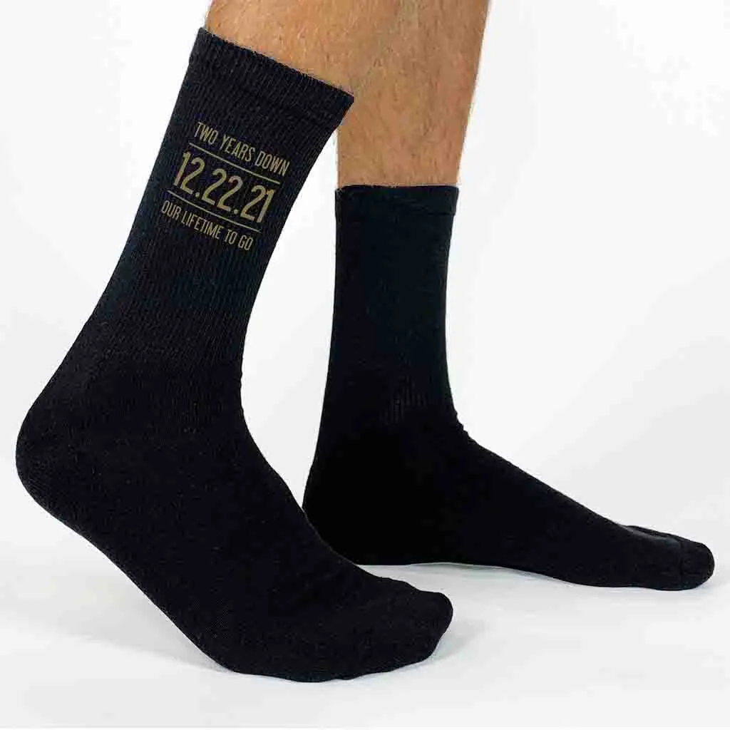 2 Year Anniversary Socks for Him, Lifetime to Go - Shop Now