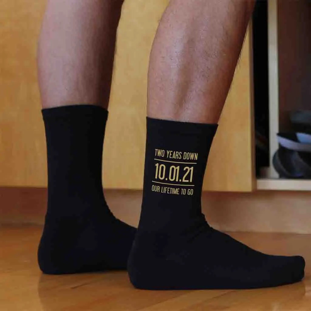 2 Year Anniversary Socks for Him, Lifetime to Go - Shop Now