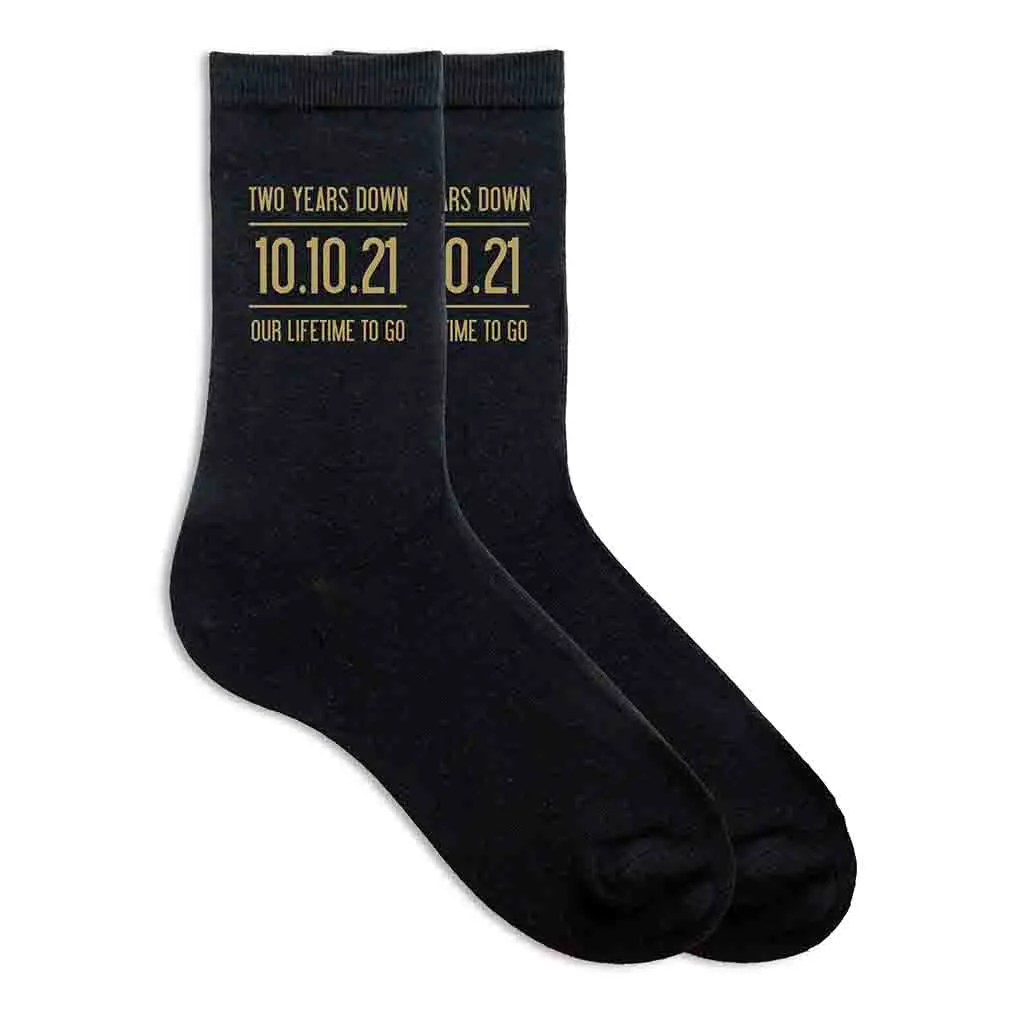 2 Year Anniversary Socks for Him, Lifetime to Go - Shop Now