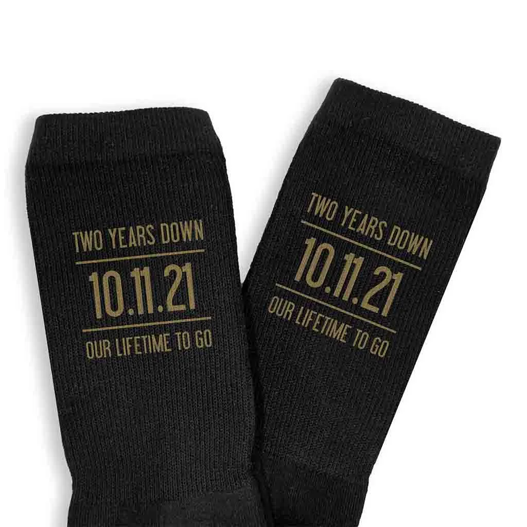 2 Year Anniversary Socks for Him, Lifetime to Go - Shop Now