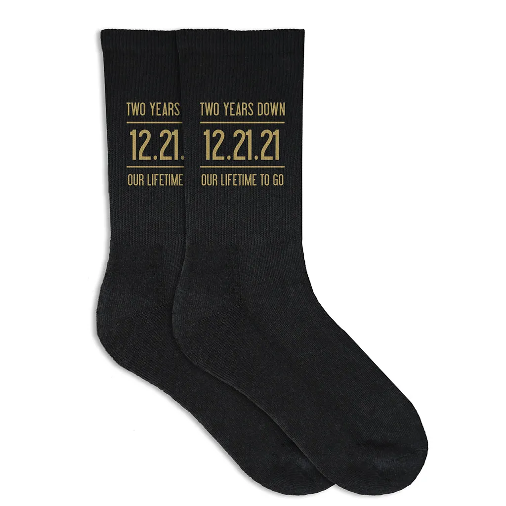 2 Year Anniversary Socks for Him, Lifetime to Go - Shop Now