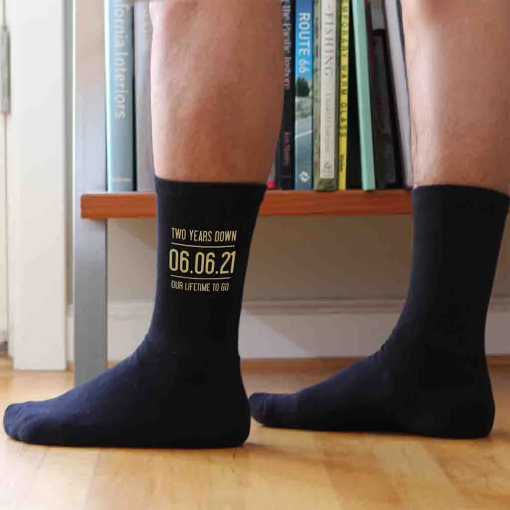 2 Year Anniversary Socks for Him, Lifetime to Go - Shop Now