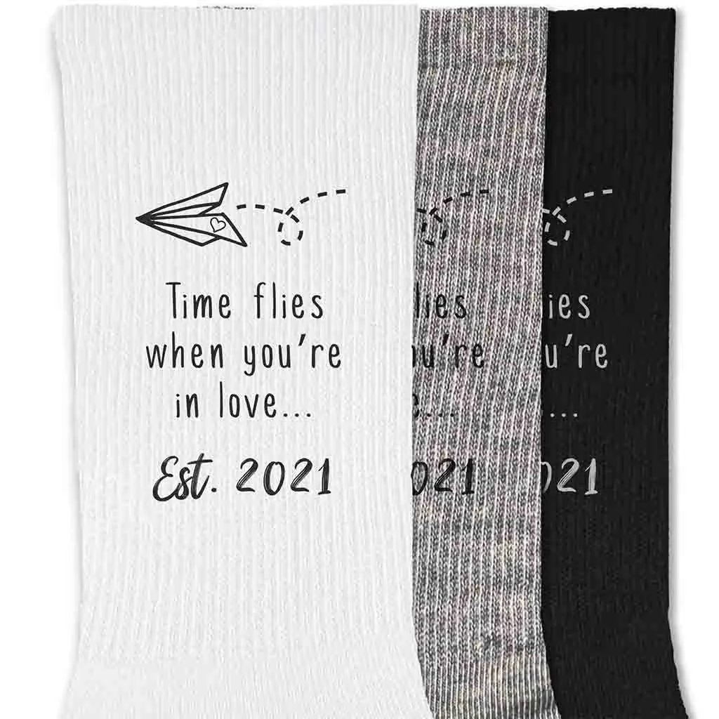 2nd Anniversary Cotton Socks for Him - Time Flies Shop