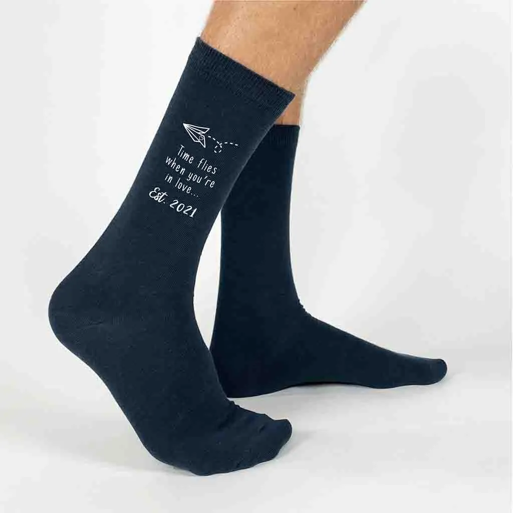 2nd Anniversary Cotton Socks for Him - Time Flies Shop