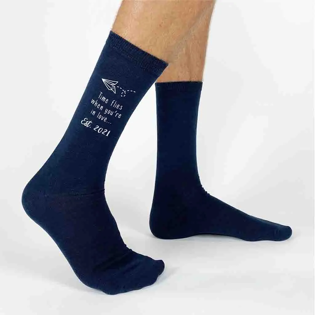 2nd Anniversary Cotton Socks for Him - Time Flies Shop