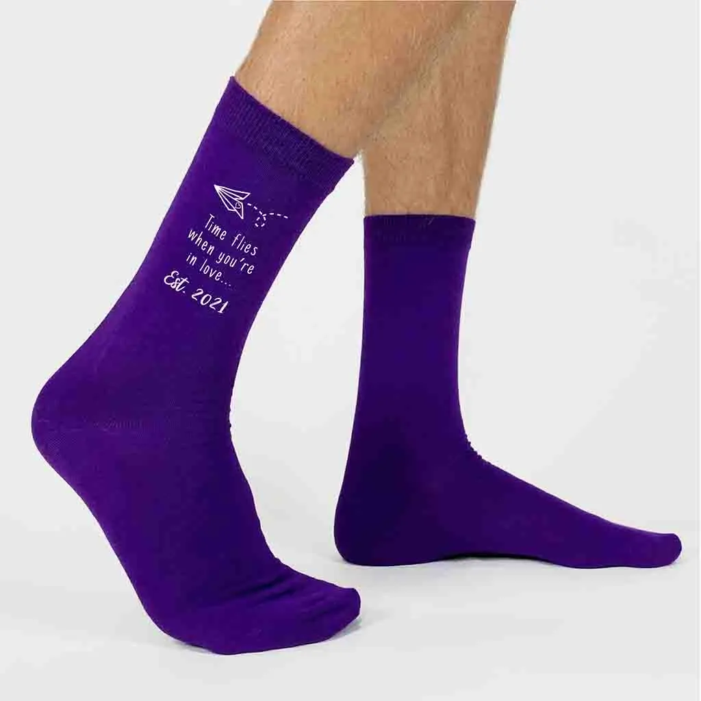 2nd Anniversary Cotton Socks for Him - Time Flies Shop