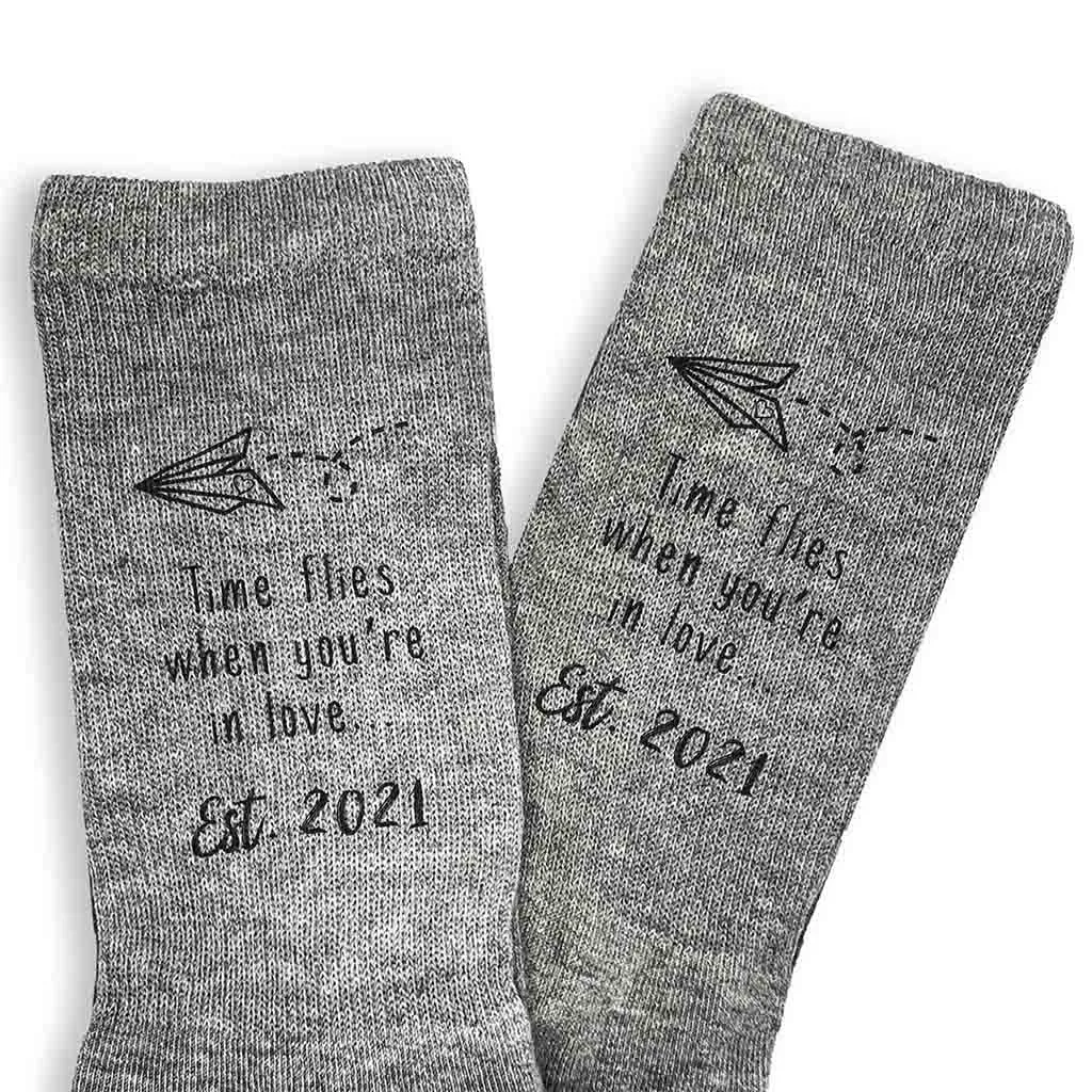 2nd Anniversary Cotton Socks for Him - Time Flies Shop