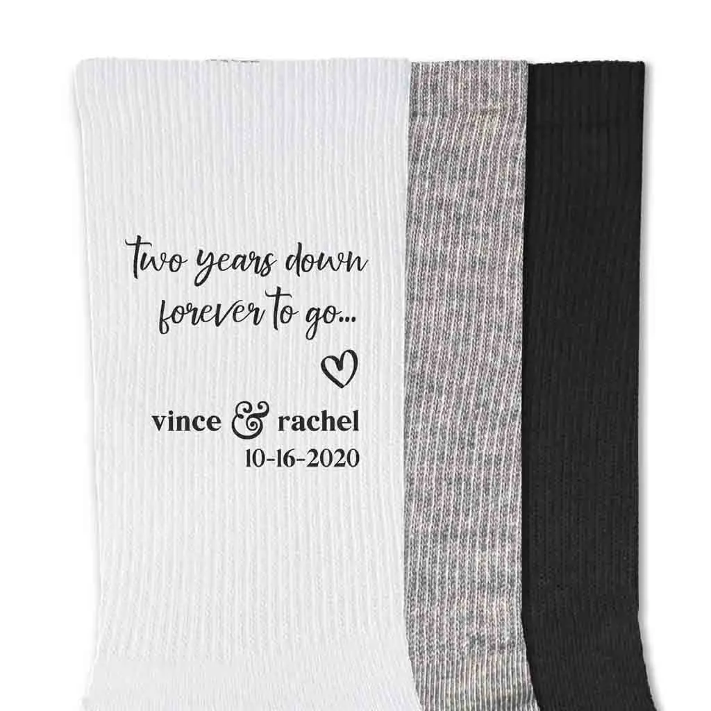 2nd Anniversary Wedding Socks - Customized Two Year Celebration