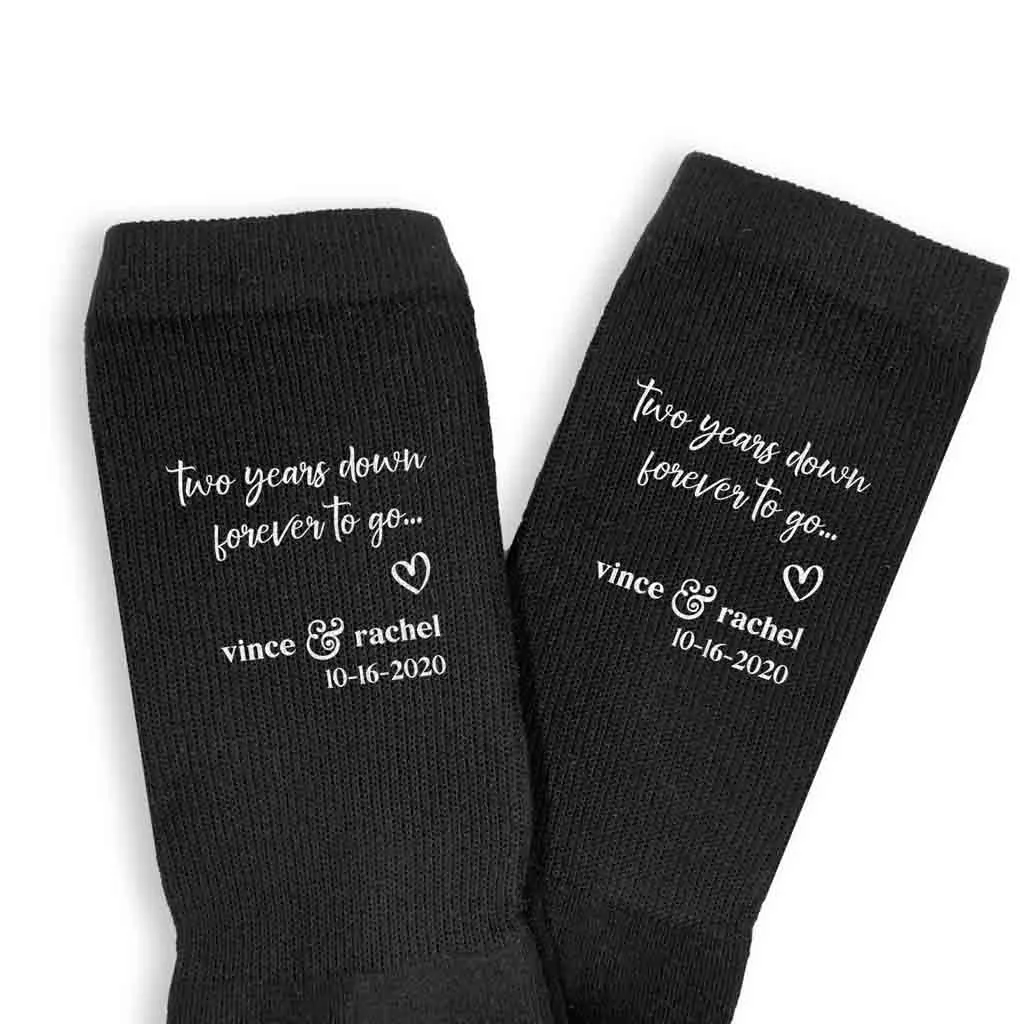 2nd Anniversary Wedding Socks - Customized Two Year Celebration