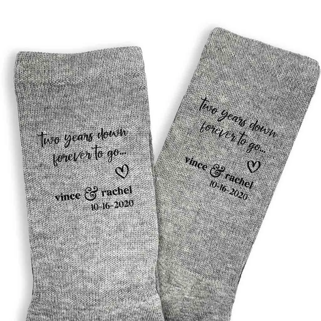 2nd Anniversary Wedding Socks - Customized Two Year Celebration