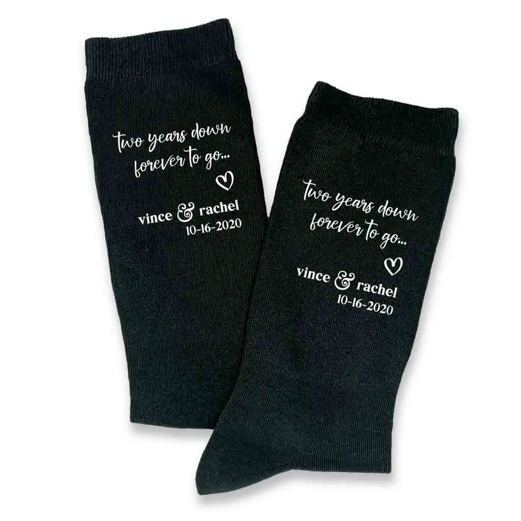 2nd Anniversary Wedding Socks - Customized Two Year Celebration