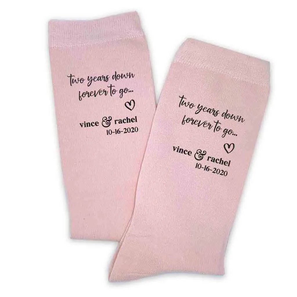 2nd Anniversary Wedding Socks - Customized Two Year Celebration