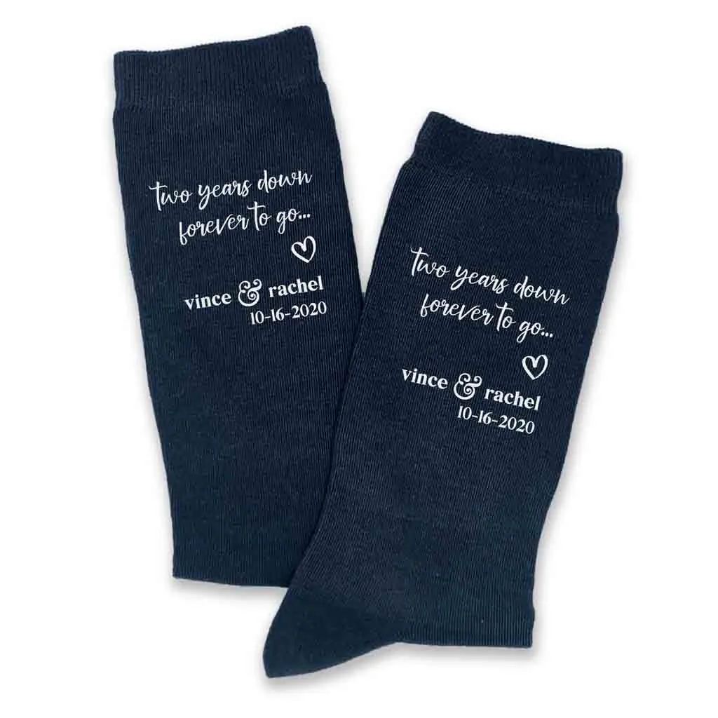 2nd Anniversary Wedding Socks - Customized Two Year Celebration