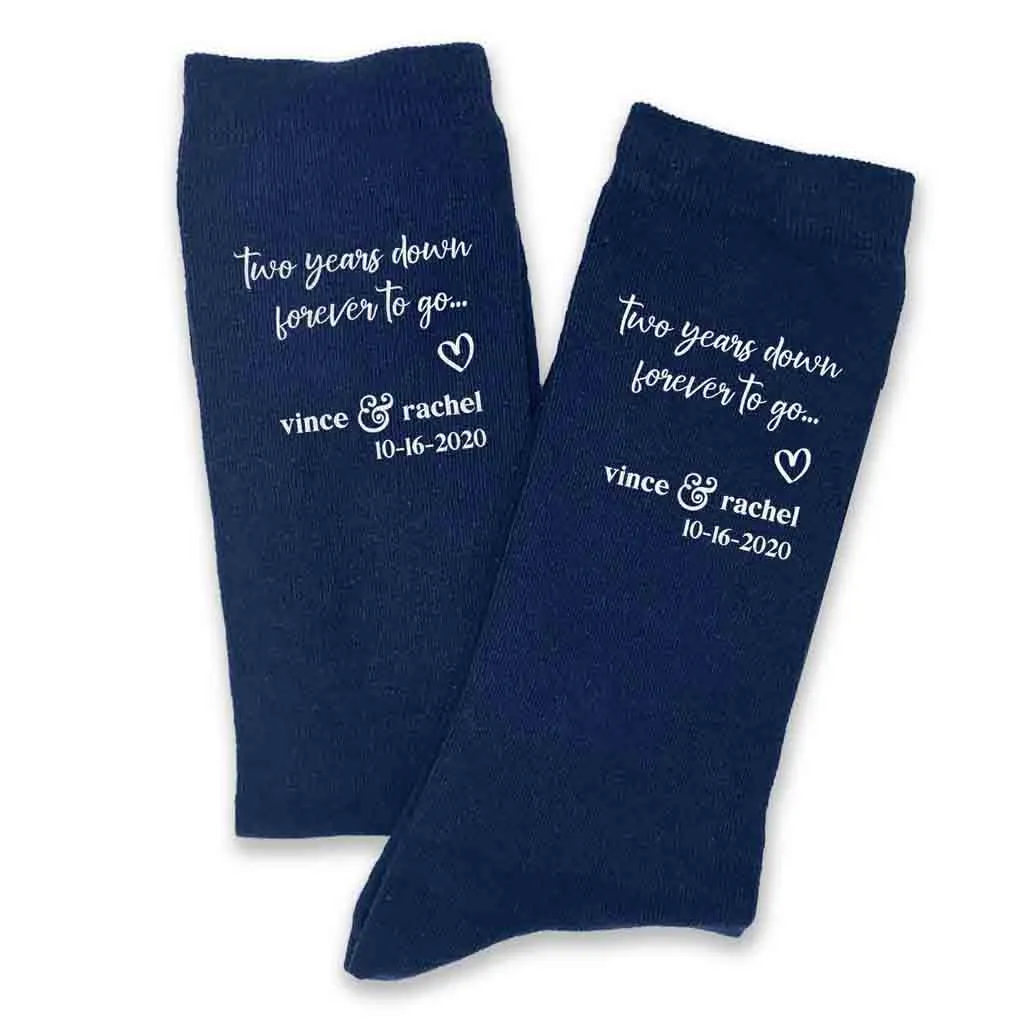 2nd Anniversary Wedding Socks - Customized Two Year Celebration