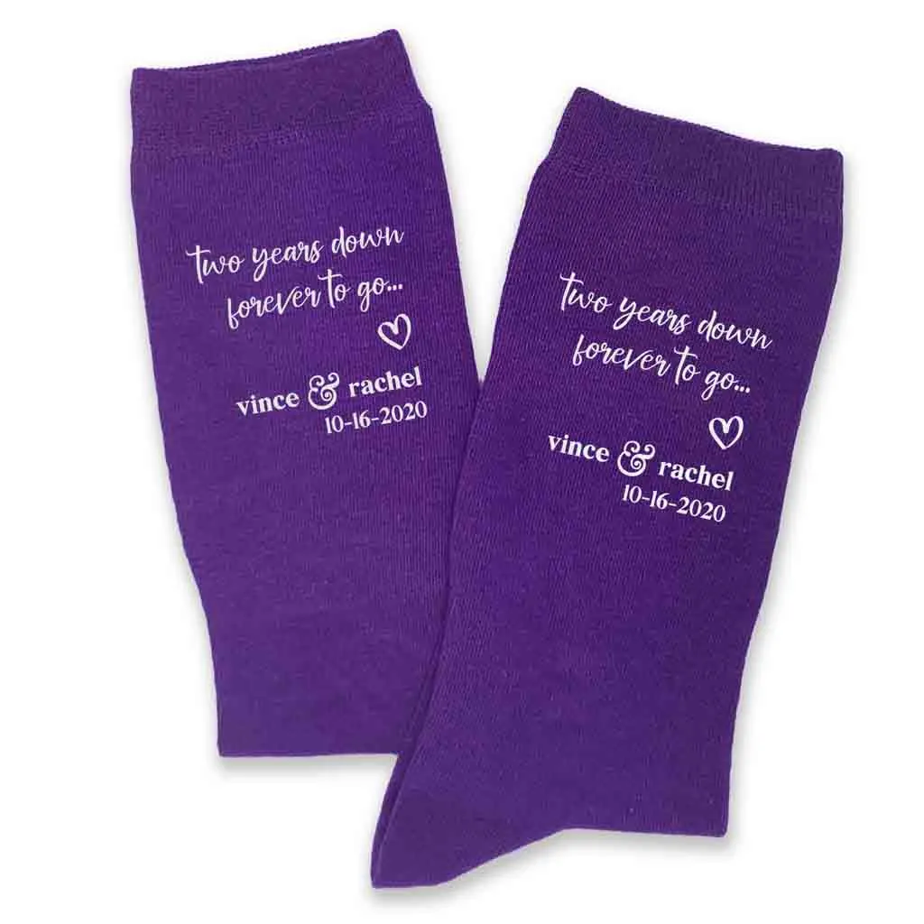 2nd Anniversary Wedding Socks - Customized Two Year Celebration