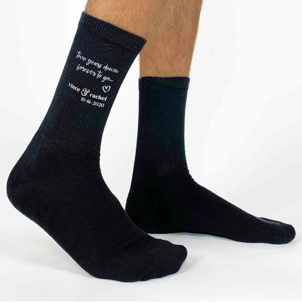 2nd Anniversary Wedding Socks - Customized Two Year Celebration