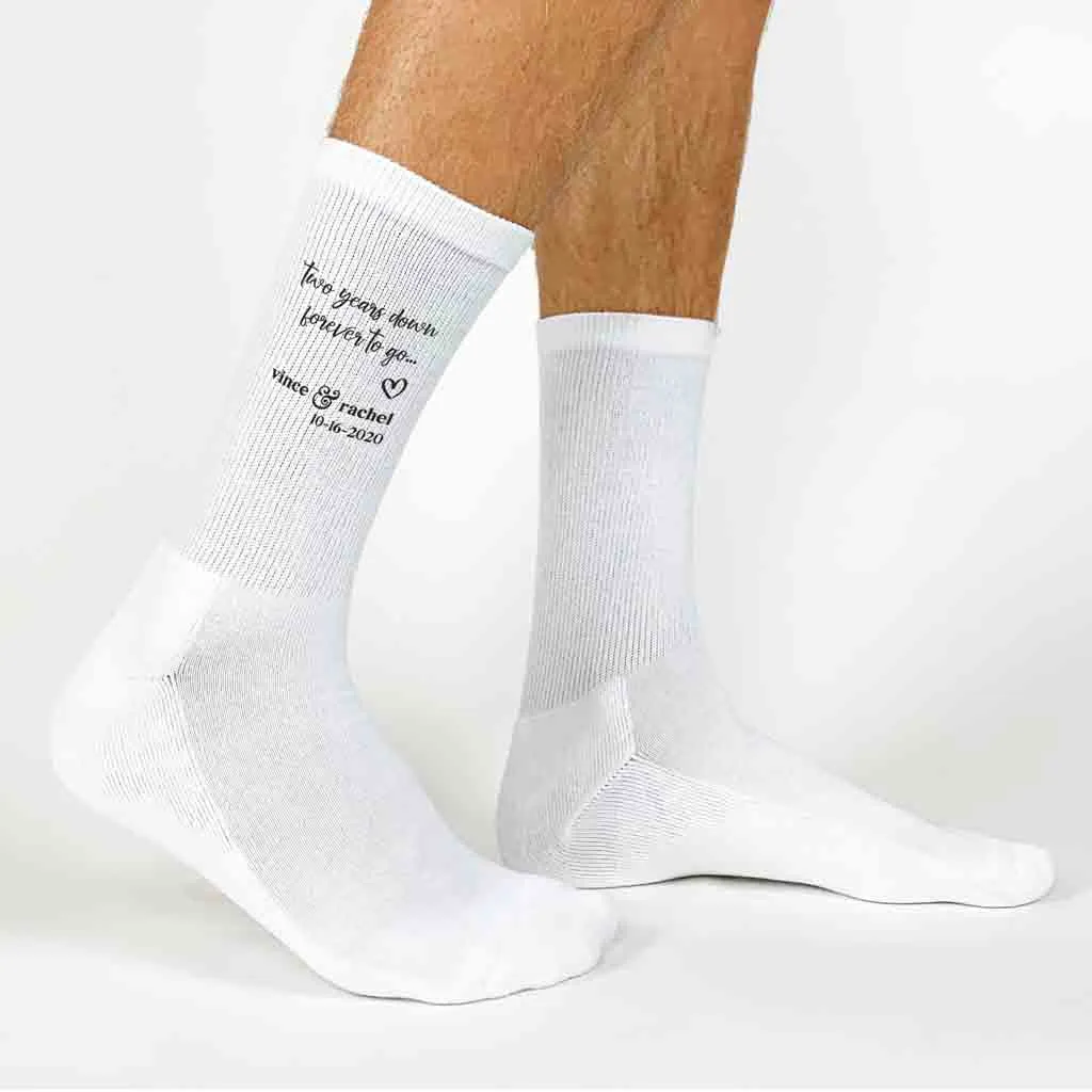 2nd Anniversary Wedding Socks - Customized Two Year Celebration