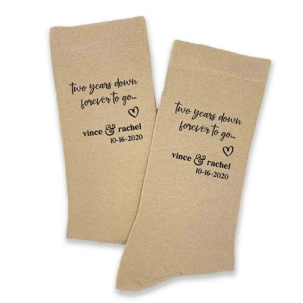 2nd Anniversary Wedding Socks - Customized Two Year Celebration