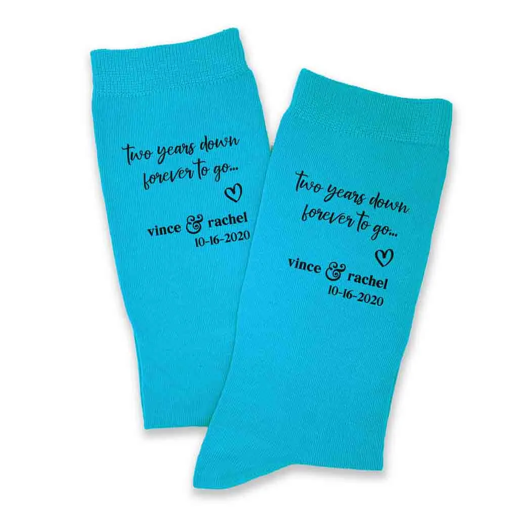 2nd Anniversary Wedding Socks - Customized Two Year Celebration