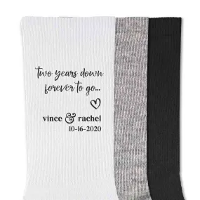 2nd Anniversary Wedding Socks - Customized Two Year Celebration