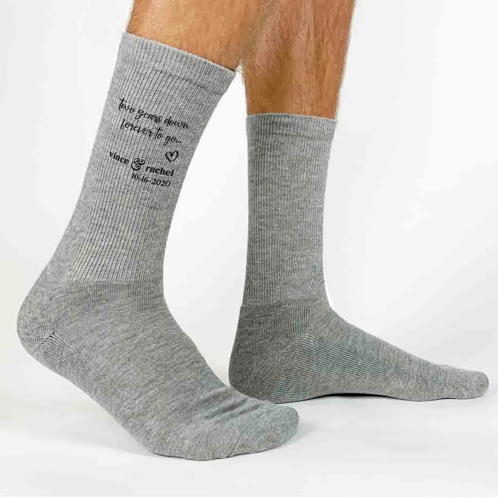 2nd Anniversary Wedding Socks - Customized Two Year Celebration