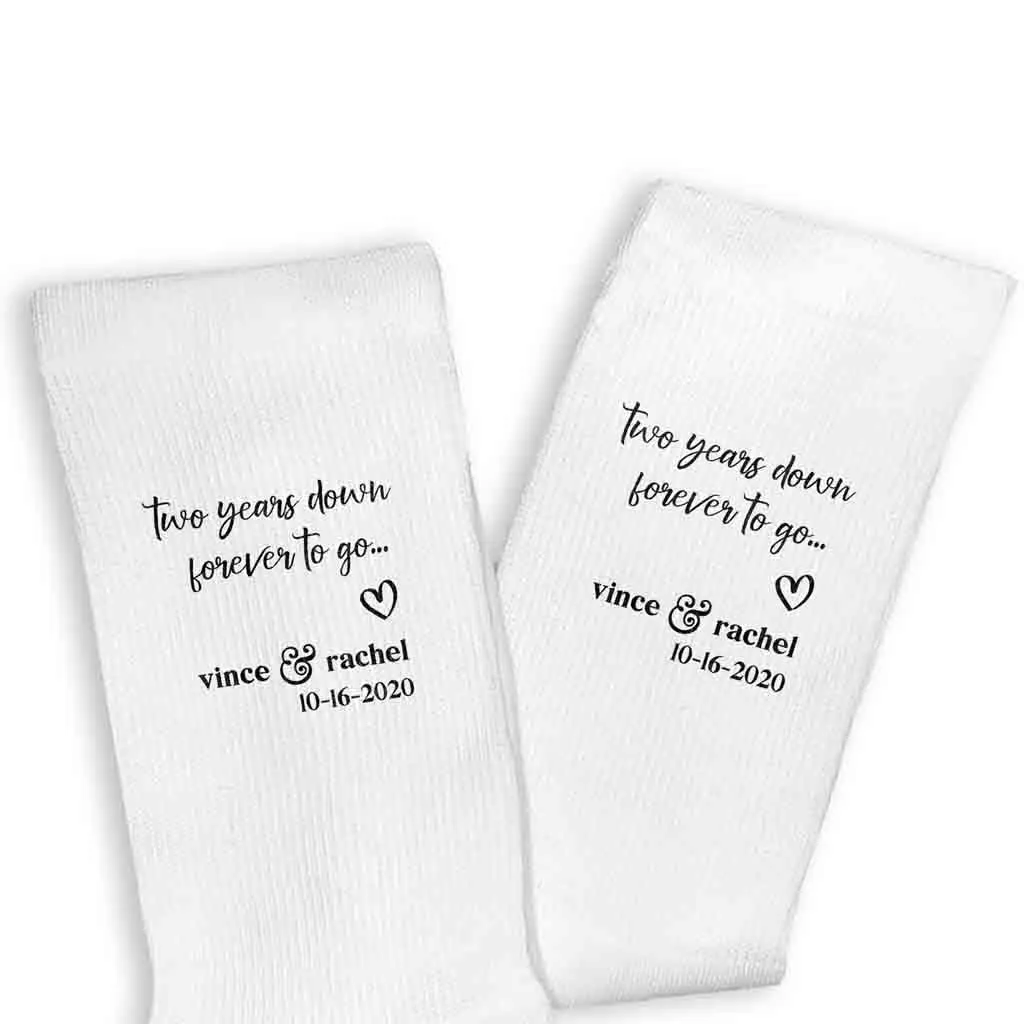 2nd Anniversary Wedding Socks - Customized Two Year Celebration