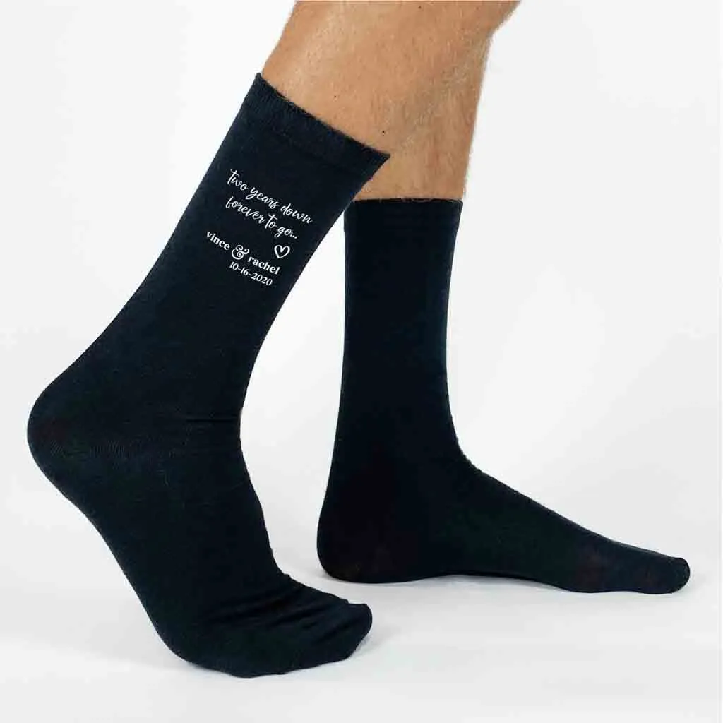 2nd Anniversary Wedding Socks - Customized Two Year Celebration