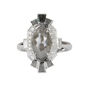 3.66ct Salt and Pepper Diamond Statement Ring 14K White Gold R6568