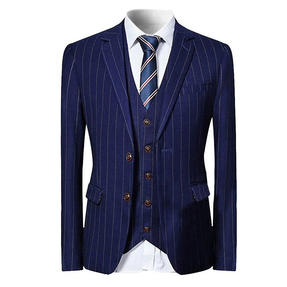 Allthemen Hombre 3-Piece Business Suit Slim Stripe Wedding Suit