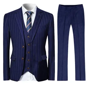 Allthemen Hombre 3-Piece Business Suit Slim Stripe Wedding Suit