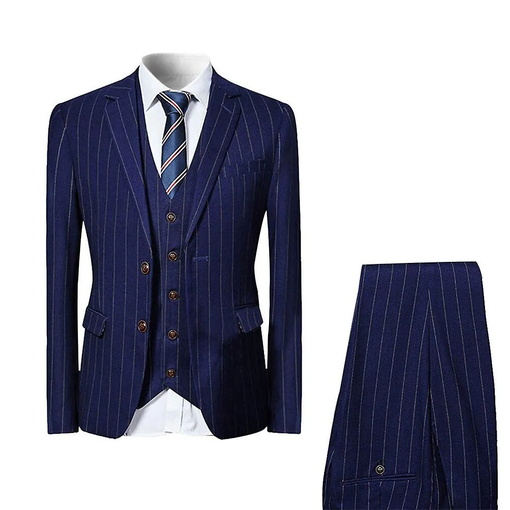 Allthemen Hombre 3-Piece Business Suit Slim Stripe Wedding Suit