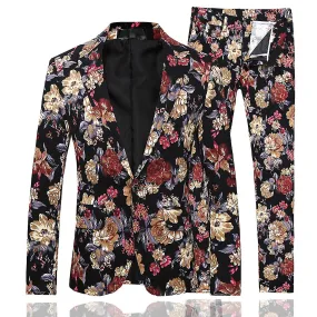 Allthemen Hombres 2-Piece Floral Wedding Party Slim Suits