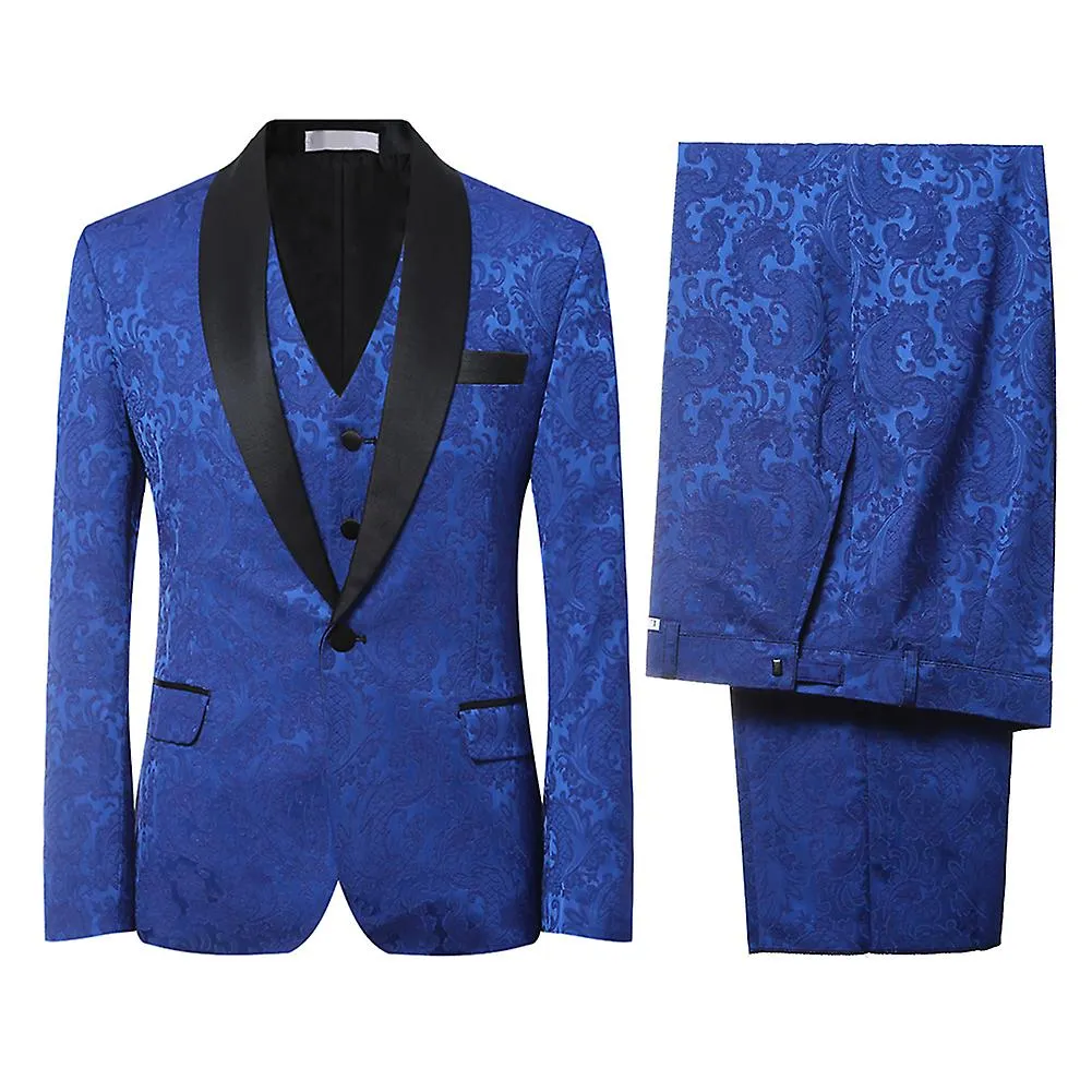 Allthemen Mens 3-Piece Wedding Banquet Party Shawl Lapel Slim Suits